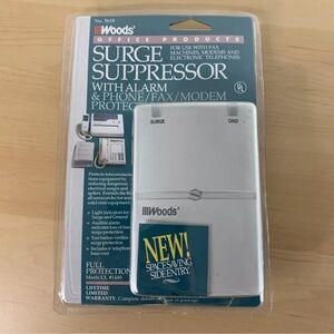 Woods Modem / Phone / Fax  Surge Suppressor With Alarm, Protects Surges, NOS VTG